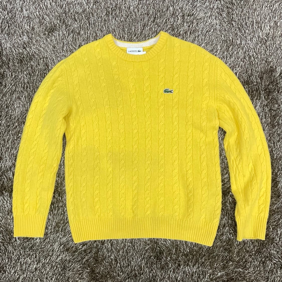 라코스테 LACOSTE 옐로우 꽈배기 라운드넥 니트 4 상품이미지7