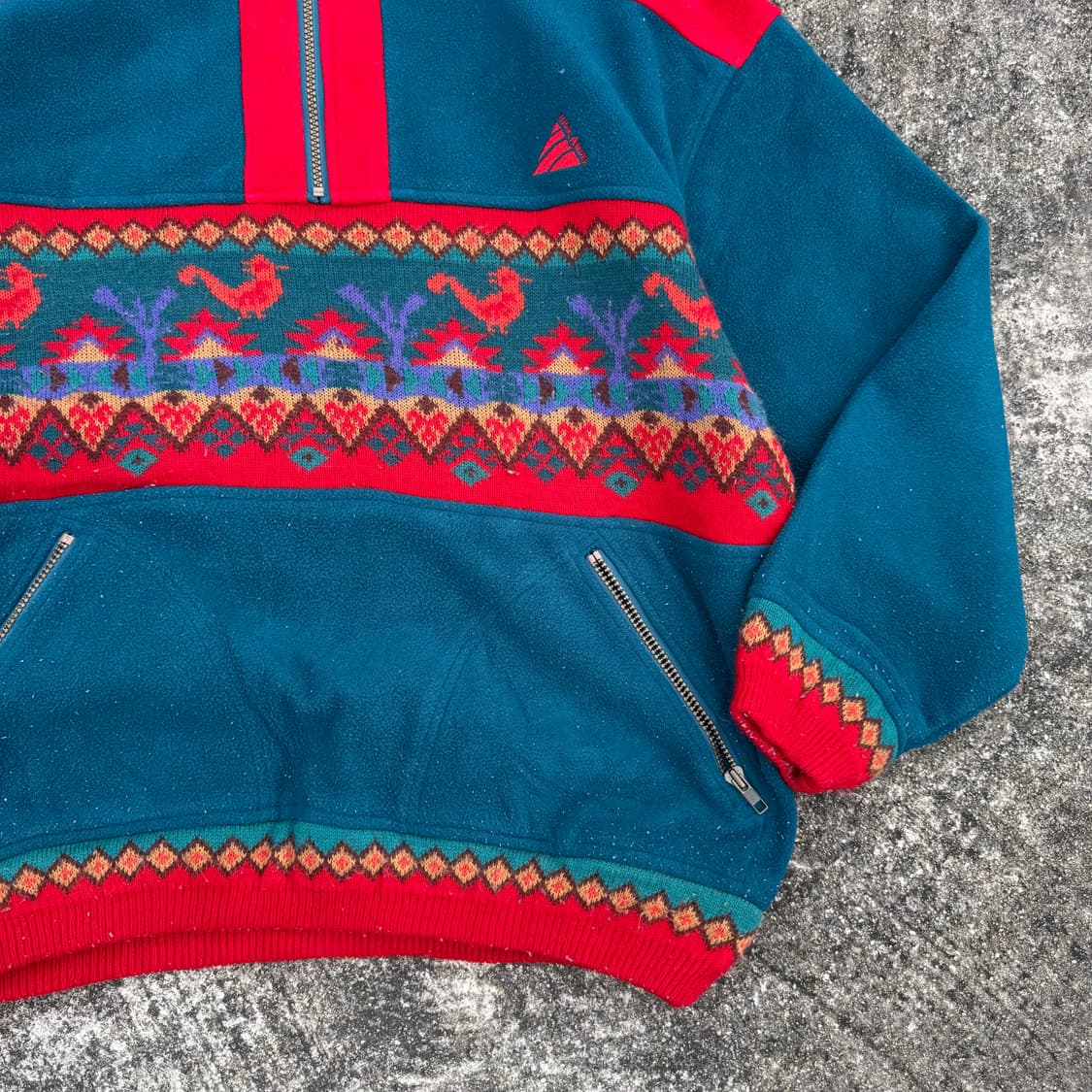 [L] 빈티지 패턴 하프집업 후리스 맨투맨 상품이미지4