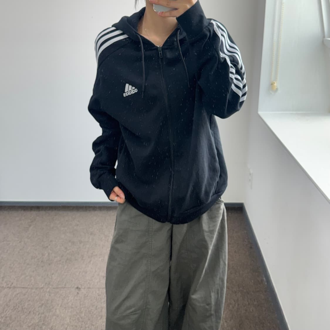 Adidas 아디다스 삼각로고 블랙 트랙탑 후드집업  상품이미지1