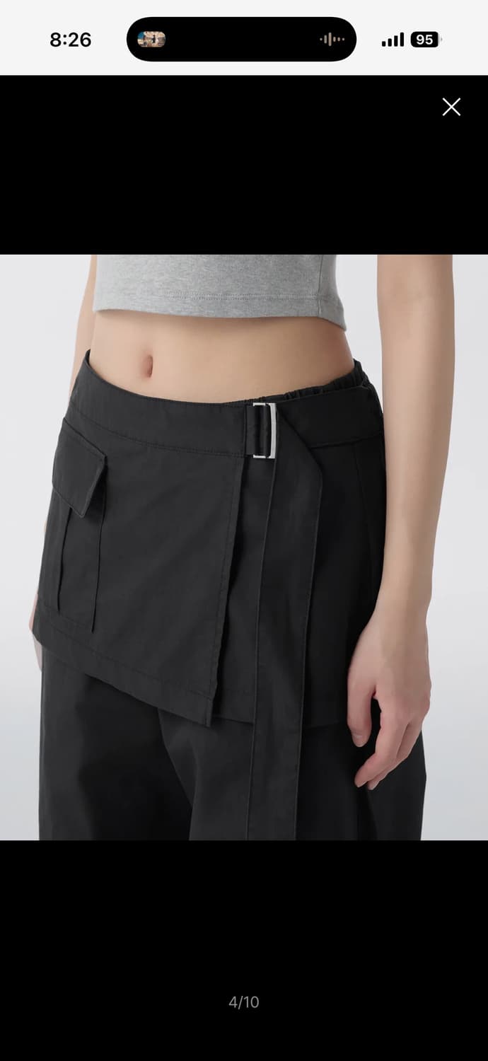 무신사스탠다드 우먼즈 랩 스커트 파라슈트 팬츠 [블랙] 상품이미지2