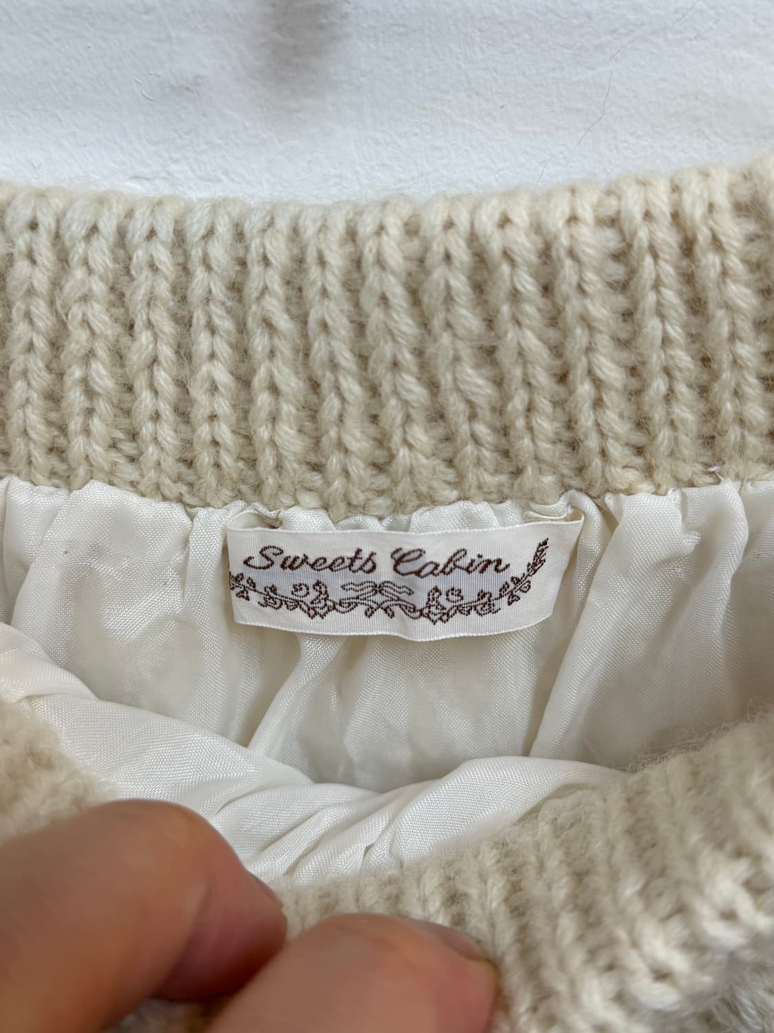 Sweets Cabin 아이보리 울 케이블 니트 스커트 치마 상품이미지3