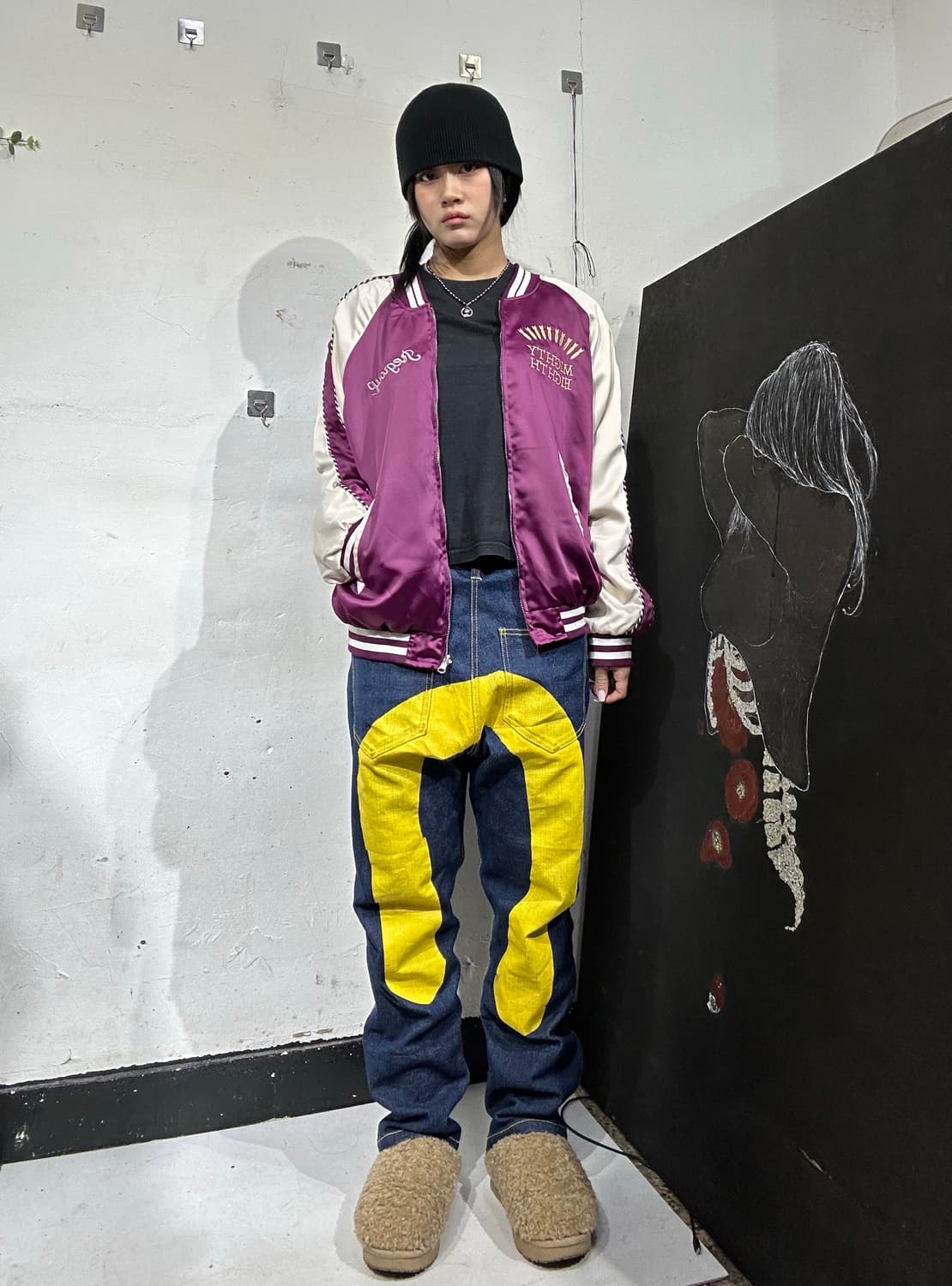 일본빈티지 Snihers 양면 리버시블 자수 스카잔 XXLㅇ 상품이미지2