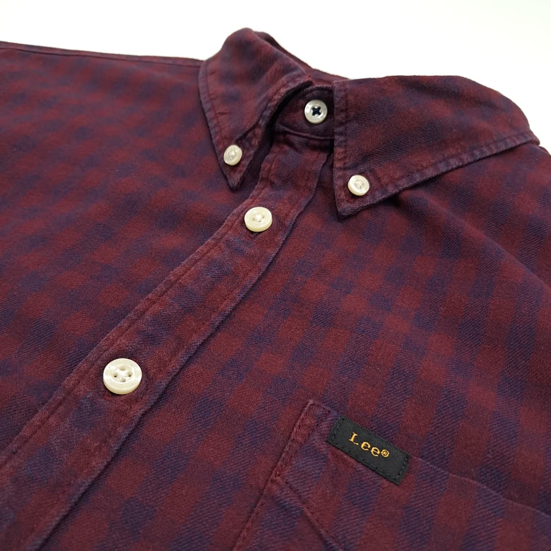 CN951 XL LEE 리 버건디 플란넬 체크 긴팔 셔츠 남방 상품이미지5