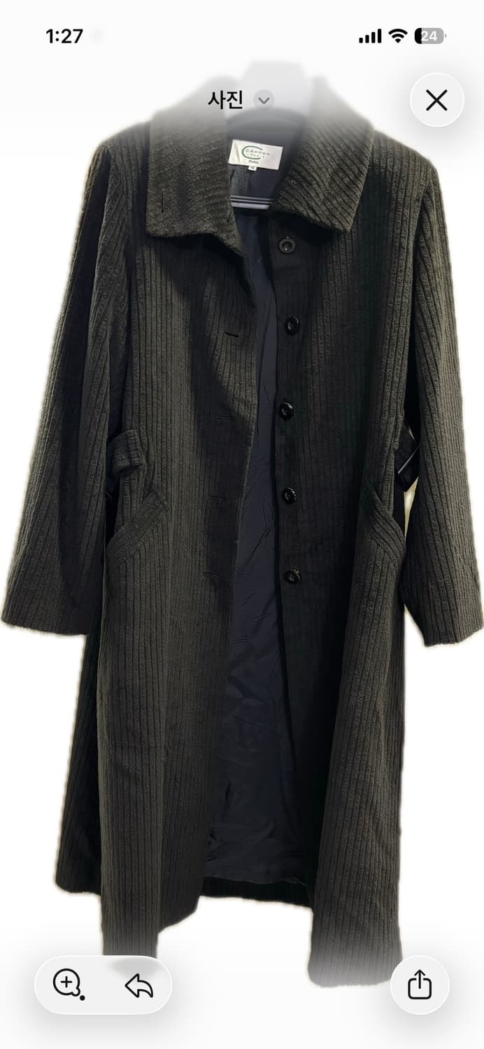 빈티지 90s ~2000년대초 Carven 울 앙고라 코듀로이 롱코트 상품이미지10