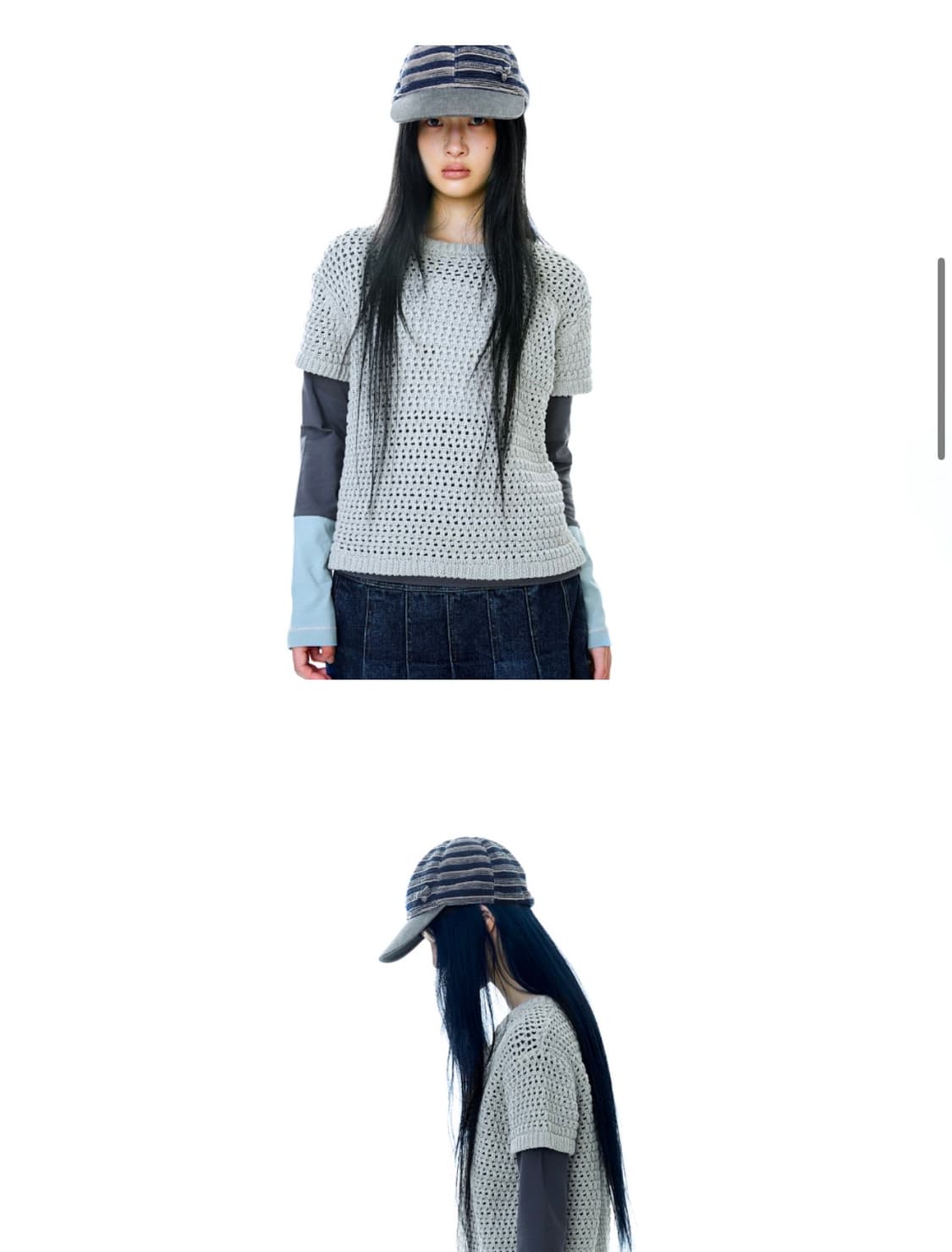 Coyseio peach stripe cap navy 상품이미지2