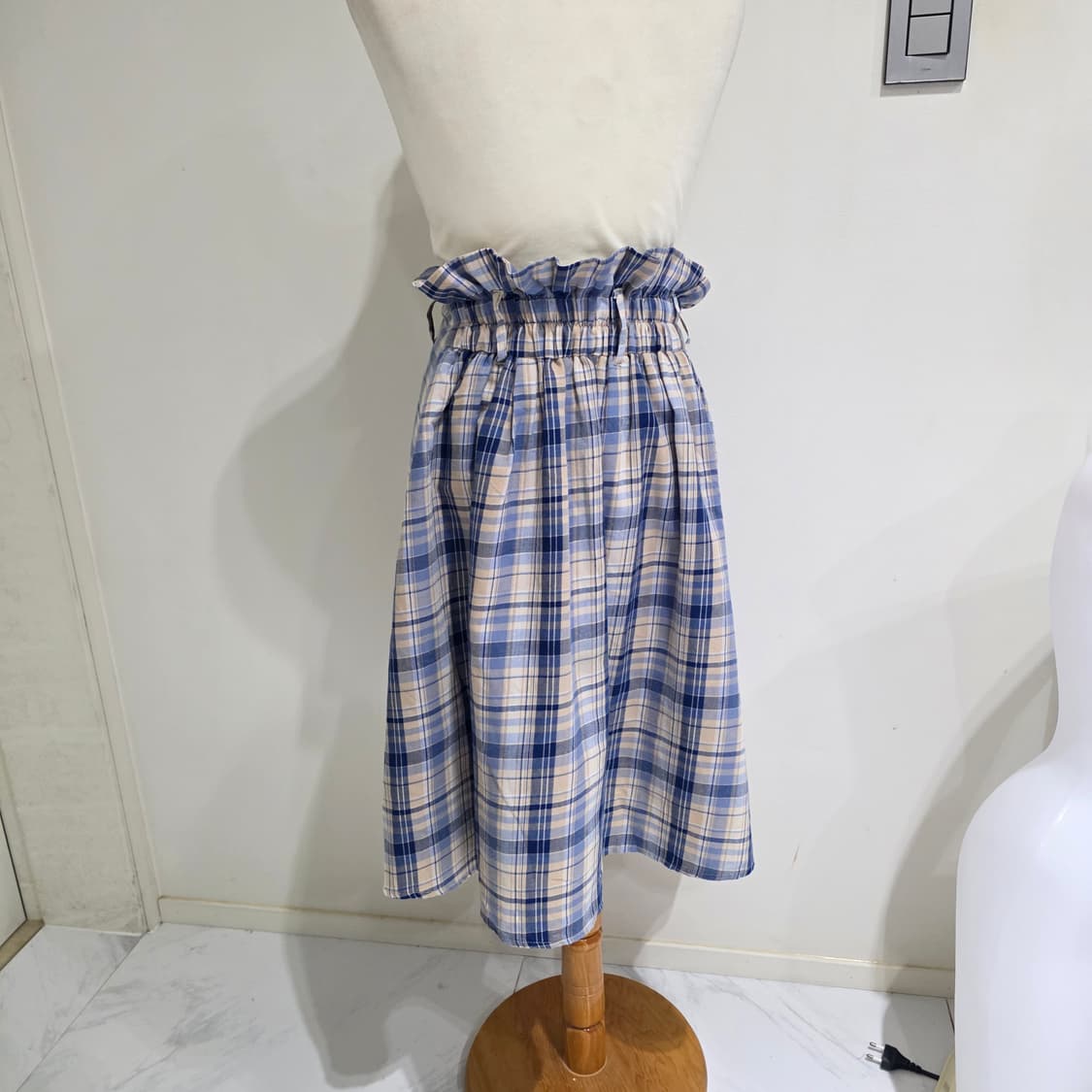 earth music 일본빈티지)하구미 모리걸 갸 체크 플레어 미디스커트 상품이미지3