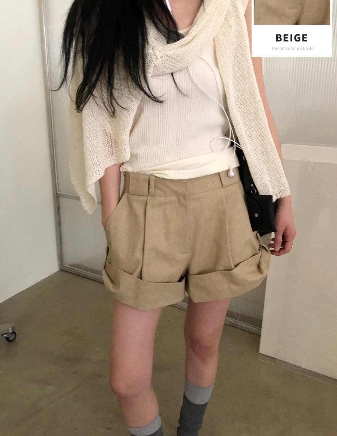 레이크 사이드 스튜디오 바닐라 버튼 롤업 숏 팬츠 상품이미지1