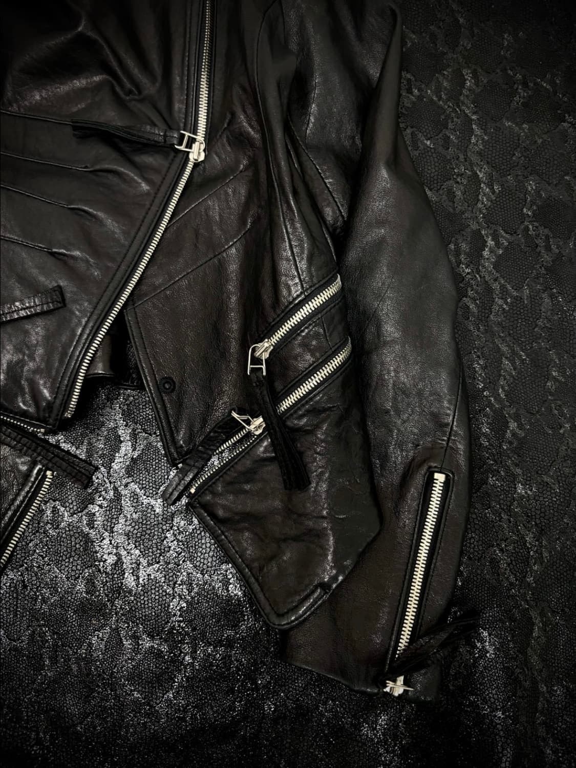 vintage demontable draped jacket 가죽 자켓 상품이미지2