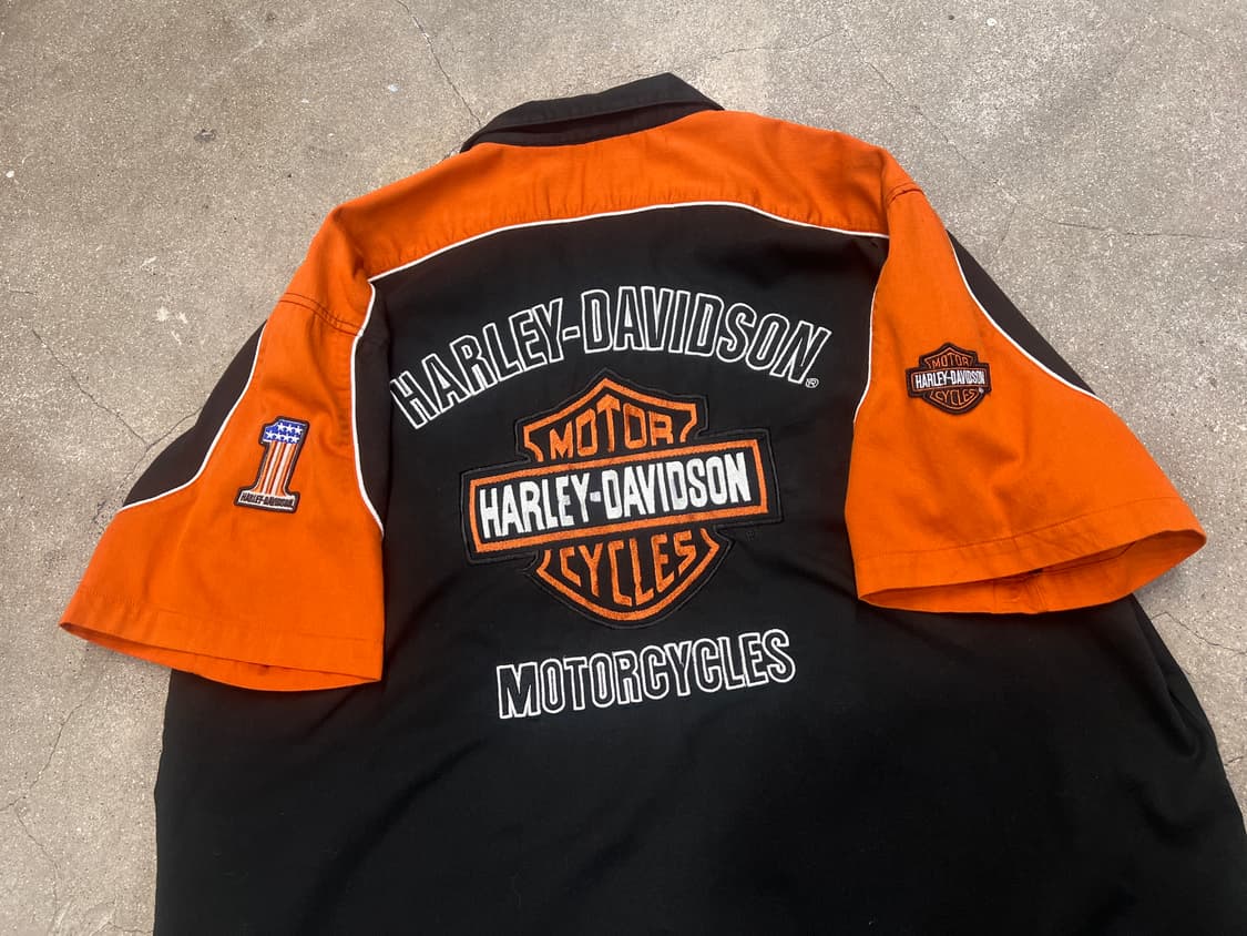 할리데이비슨 모터사이클 엠브로이드 반팔셔츠 상품이미지1