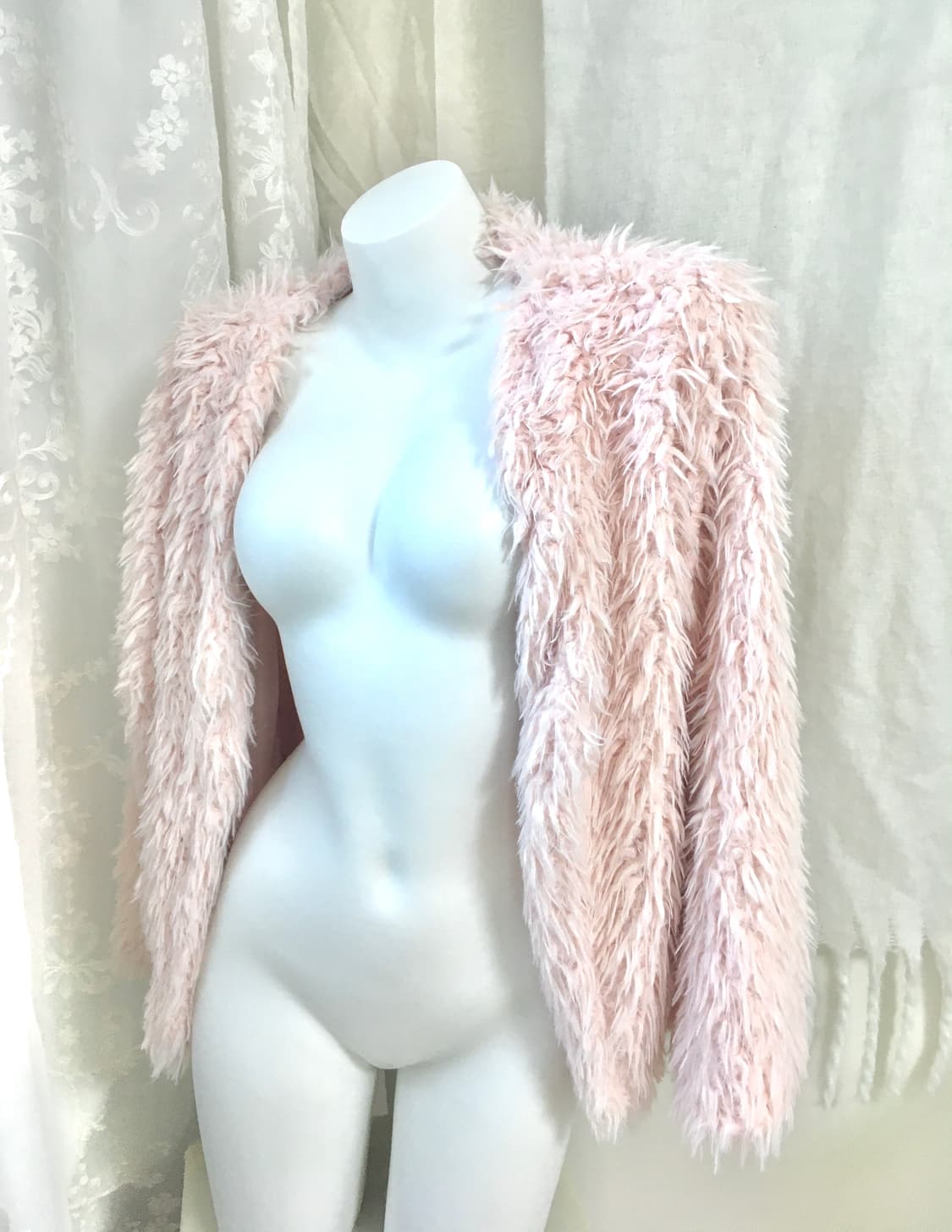 파스텔핑크 퍼자켓 가디건 상품이미지1