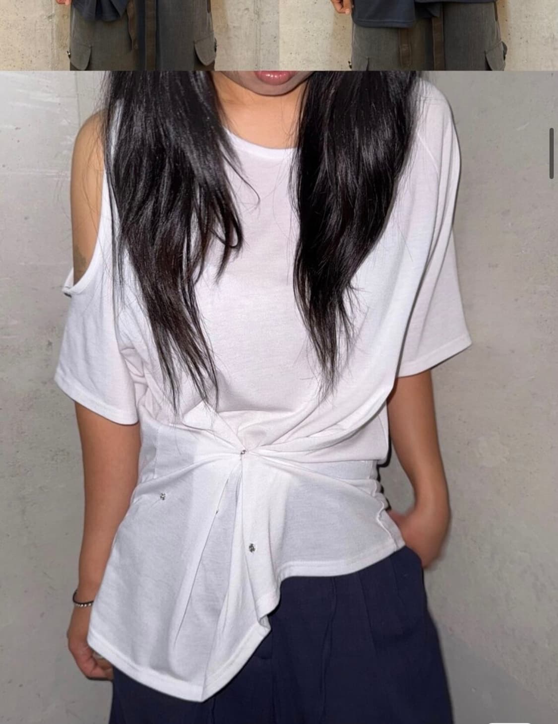 DEINET ONE-SLIT SNAP T-SHIRTS IN WHITE 상품이미지1