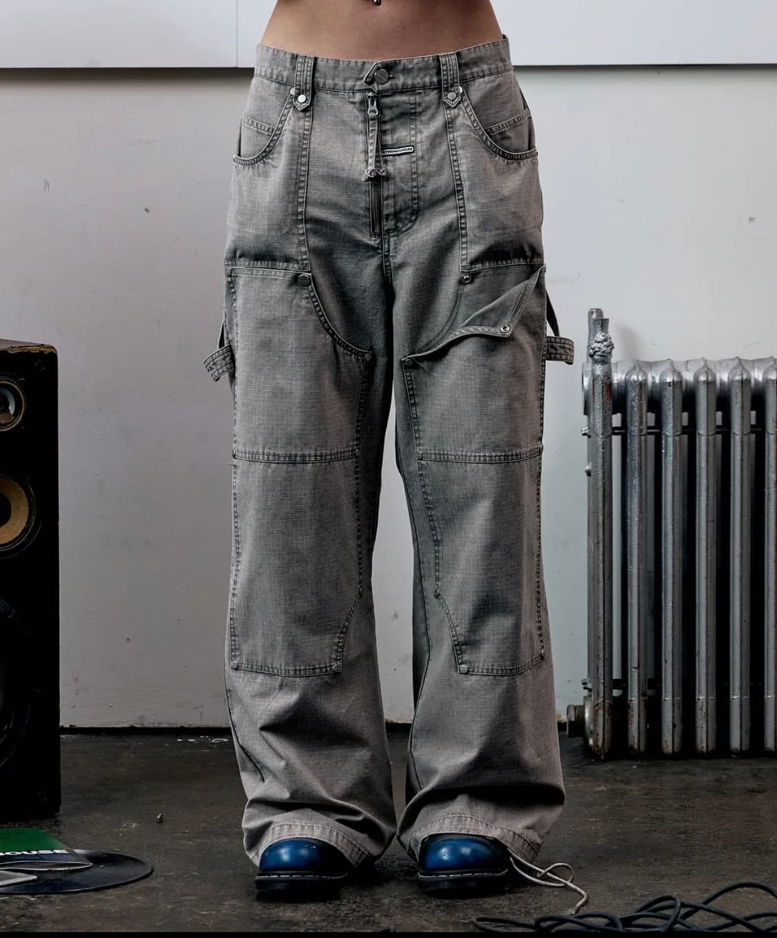 더바이닐하우스 OPEN DOUBLE KNEE PANTS GREY M 상품이미지1