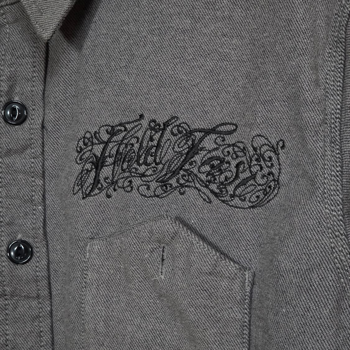 JPN 스컬 자수 그레이 코튼 셔츠 상품이미지6