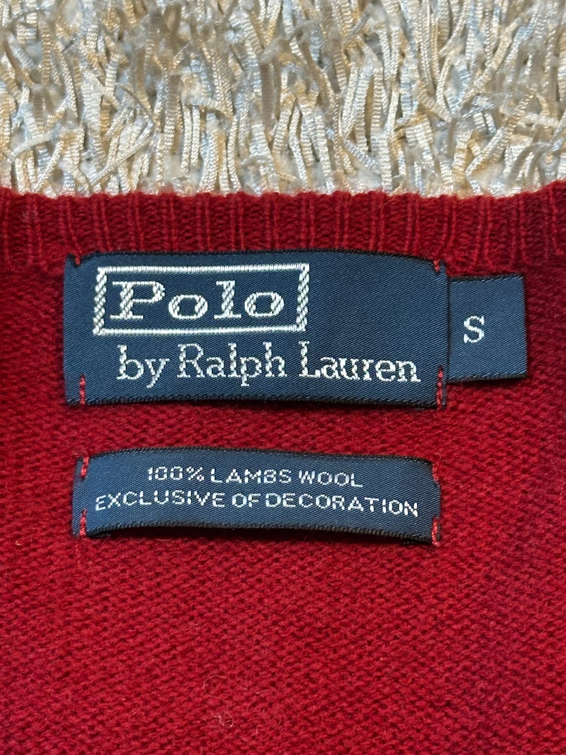 폴로 랄프로렌 네이비포니 램스울 브이넥 니트 레드 상품이미지4