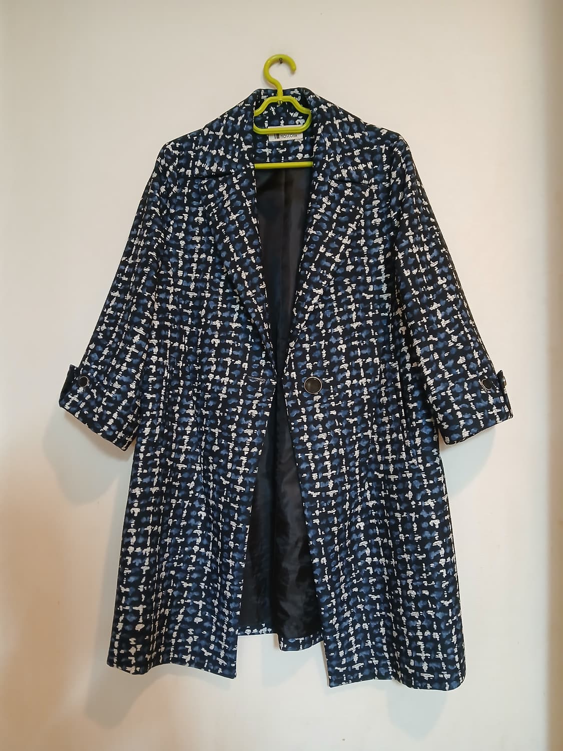 모스코사 체크 패턴 고급 트위드 스타일 하프 코트 자켓 재킷 아우터 상품이미지2