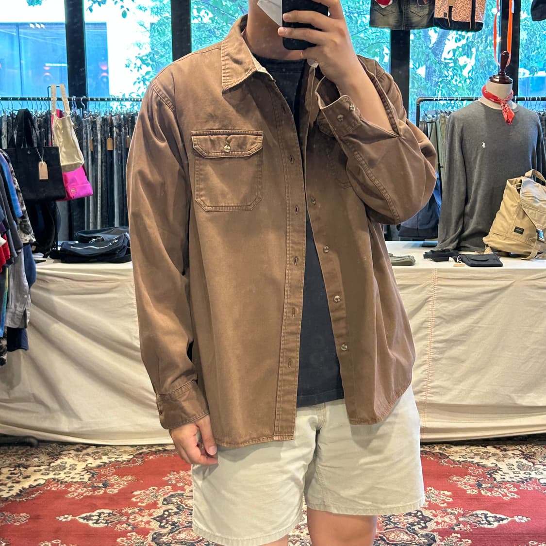 XL) Wrangler 랭글러 투포켓 워크웨어 코튼 셔츠 브라운 상품이미지1