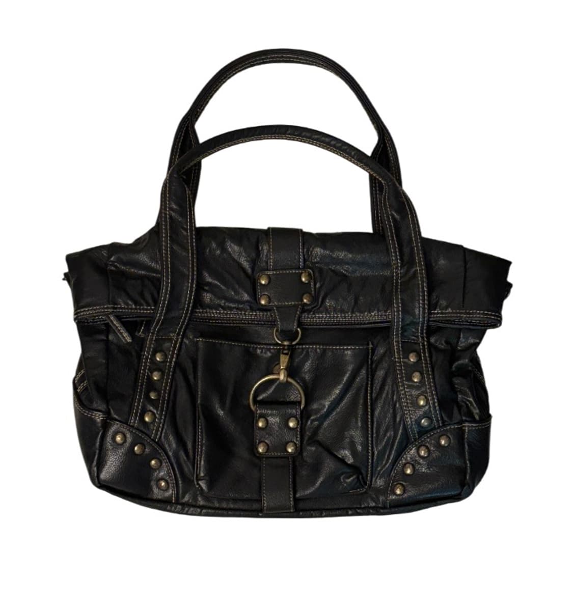 빈티지 블랙 레더 백 상품이미지1