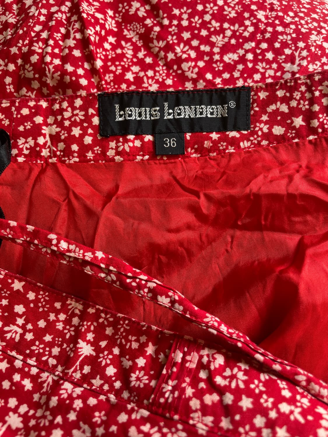 vintage 레드 잔꽃무늬 치마 상품이미지4