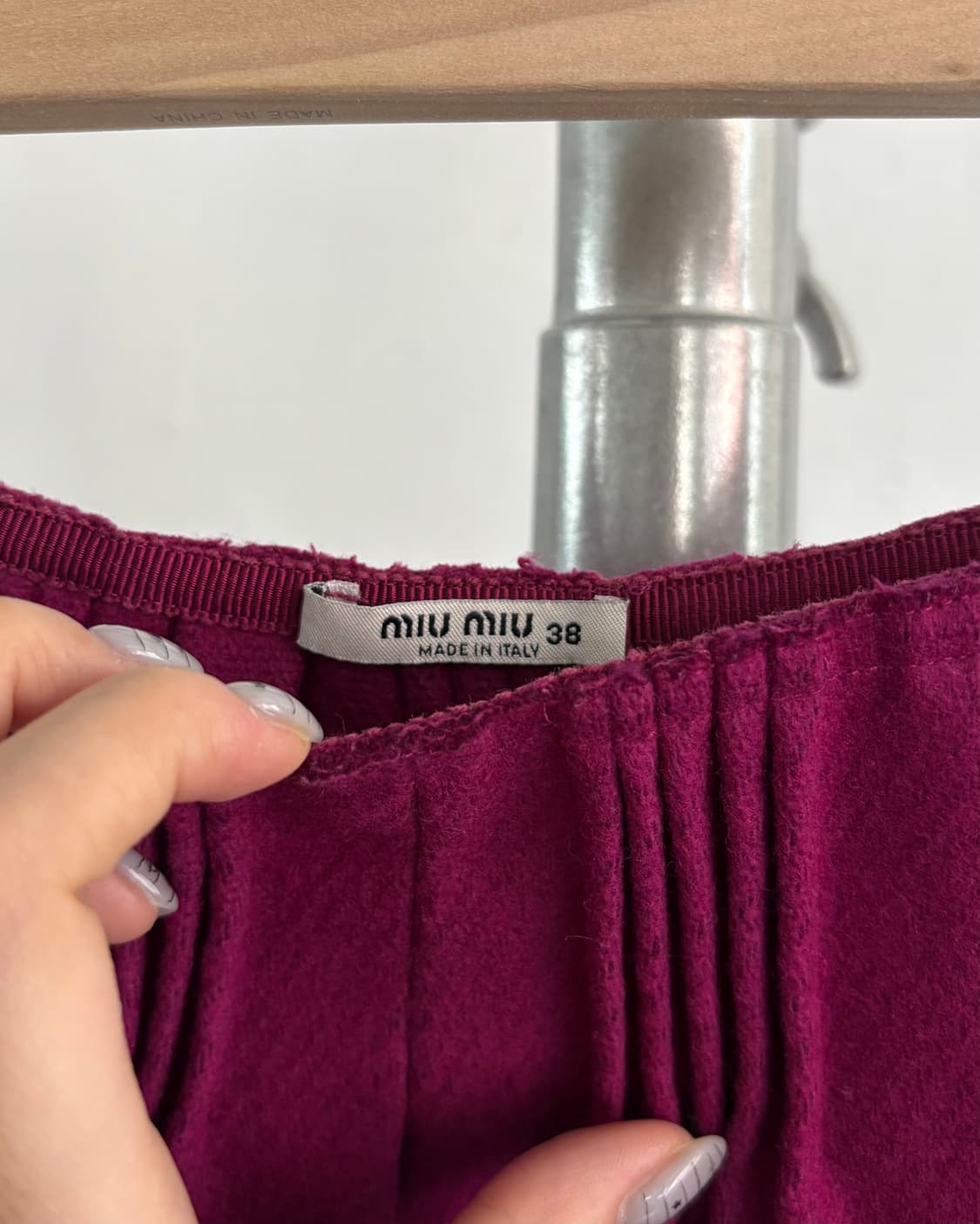 Miu Miu 미우미우 마젠타 컬러 플리츠 미니 울 혼방 스커트 상품이미지6
