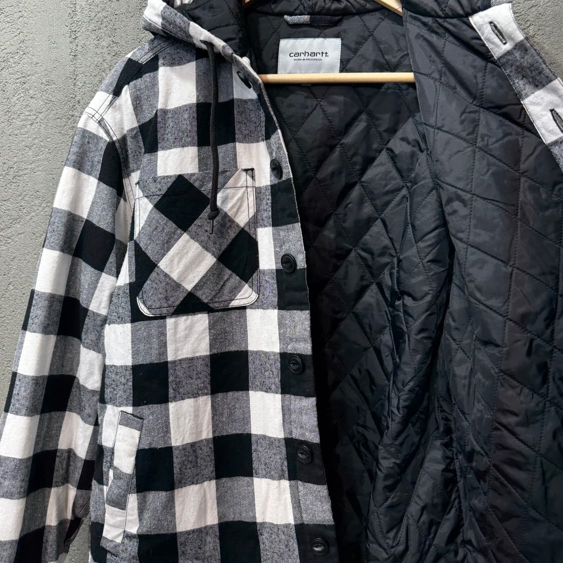 칼하트 후디드 체크 플란넬 자켓 (M)   상품이미지4