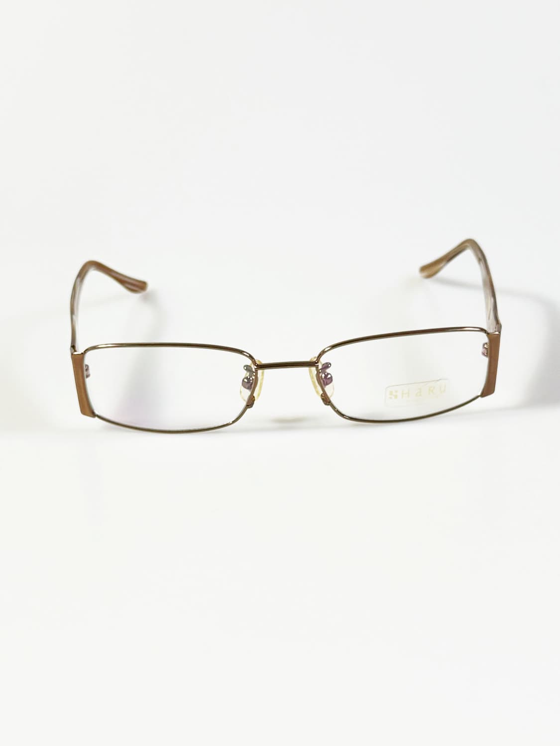 HARU 슬림 스퀘어 엠버 브라운 메탈 프레임 빈티지 안경 상품이미지2