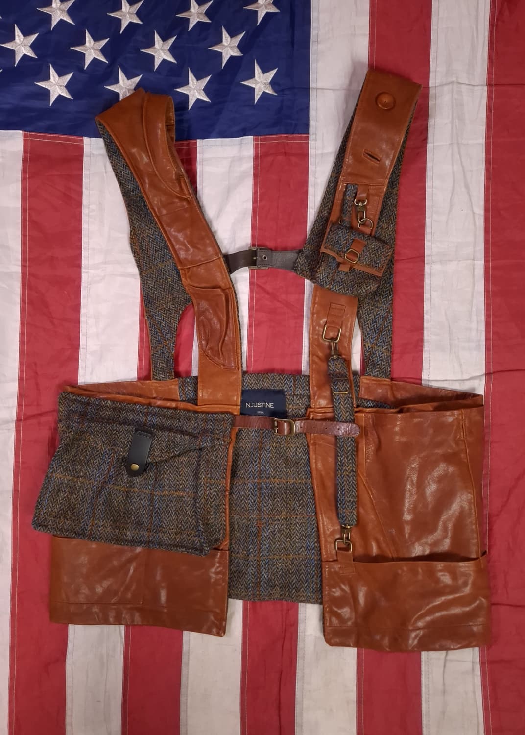 새제품 서스펜더 울 리얼레더 베스트 상품이미지1