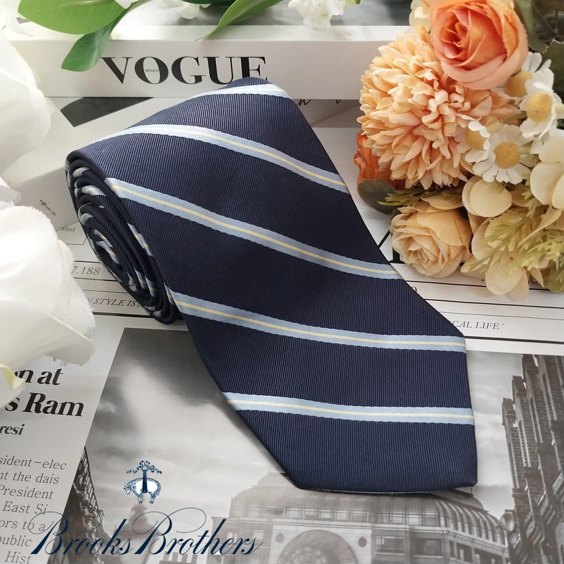 브룩스브라더스 실크 스트라이프 넥타이 8.7cm A+등급 K1821
 상품이미지2