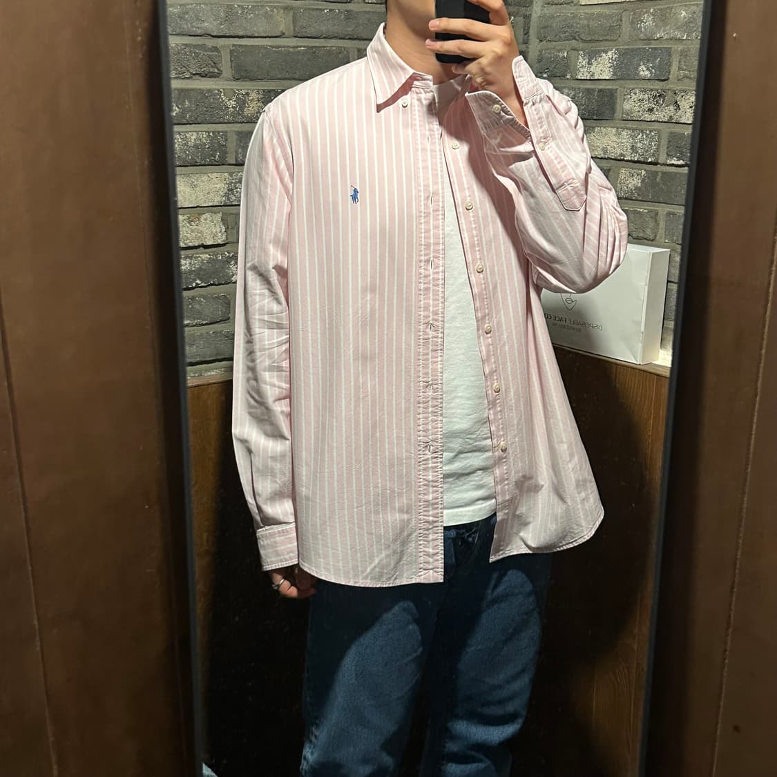 XL) 폴로 랄프로렌 클래식 스트라이프 핑크 옥스포드 셔츠 상품이미지7