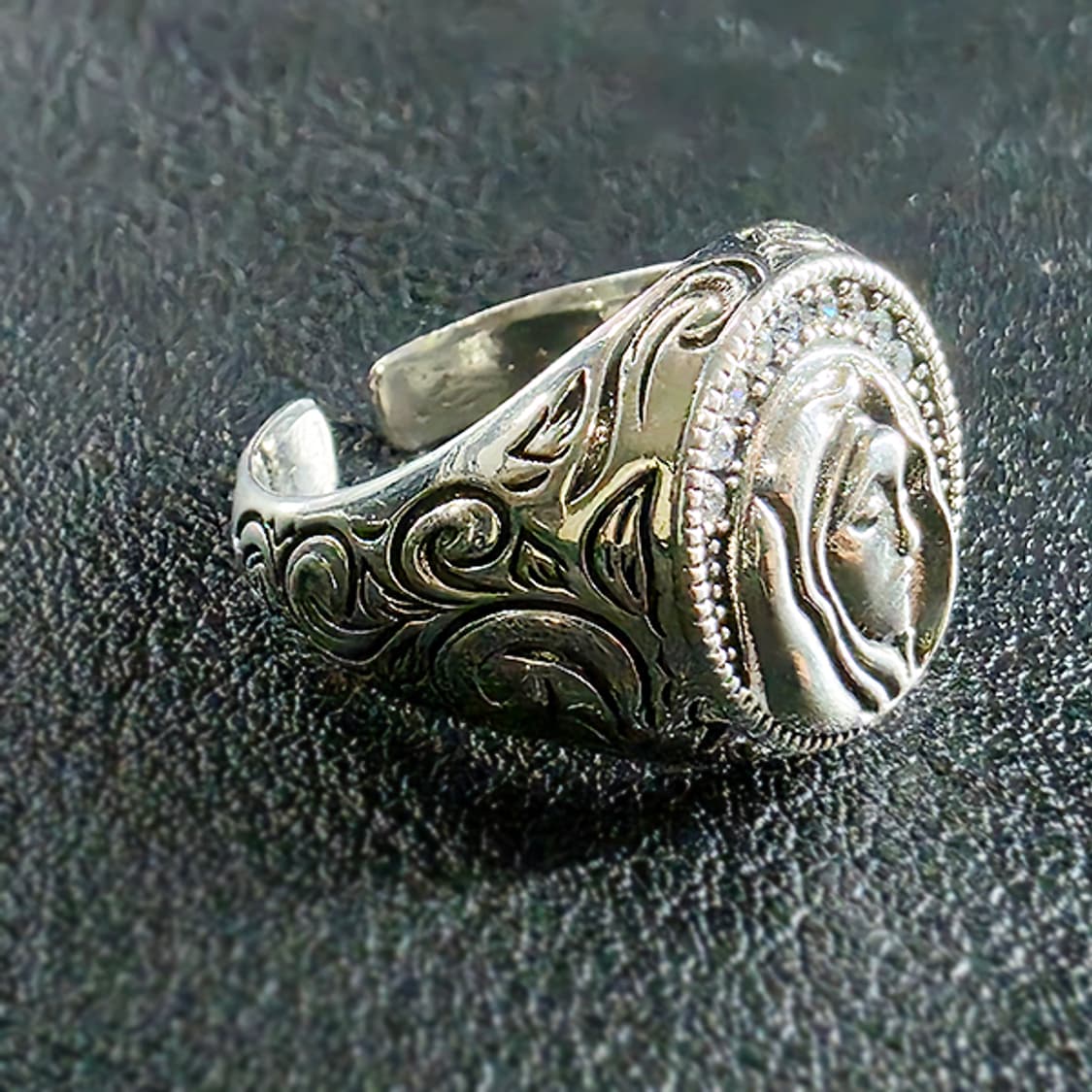 Virgin Mary 실버 빅사이즈 남자 빈티지 천주교 기독교 기도 반지 상품이미지2