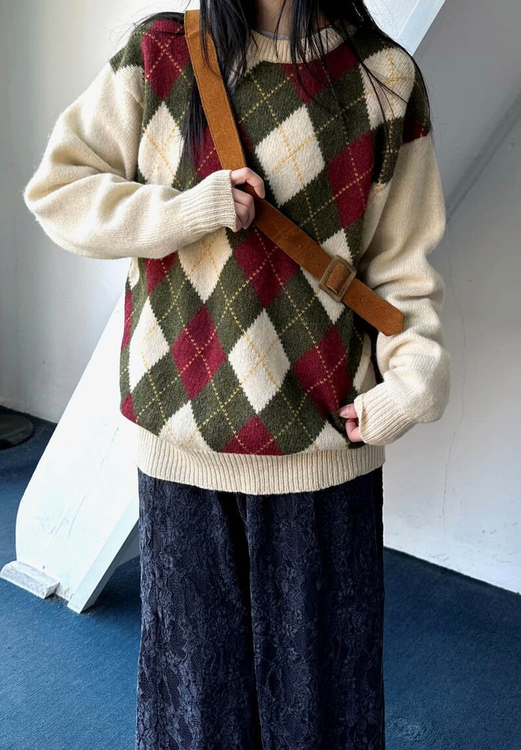 Dry wool argyle pattern knit P/O 상품이미지8