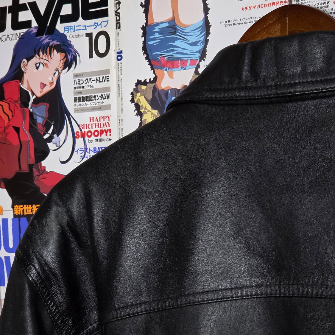 빈티지 양가죽 패디드 누빔 블랙 봄버 자켓 상품이미지8