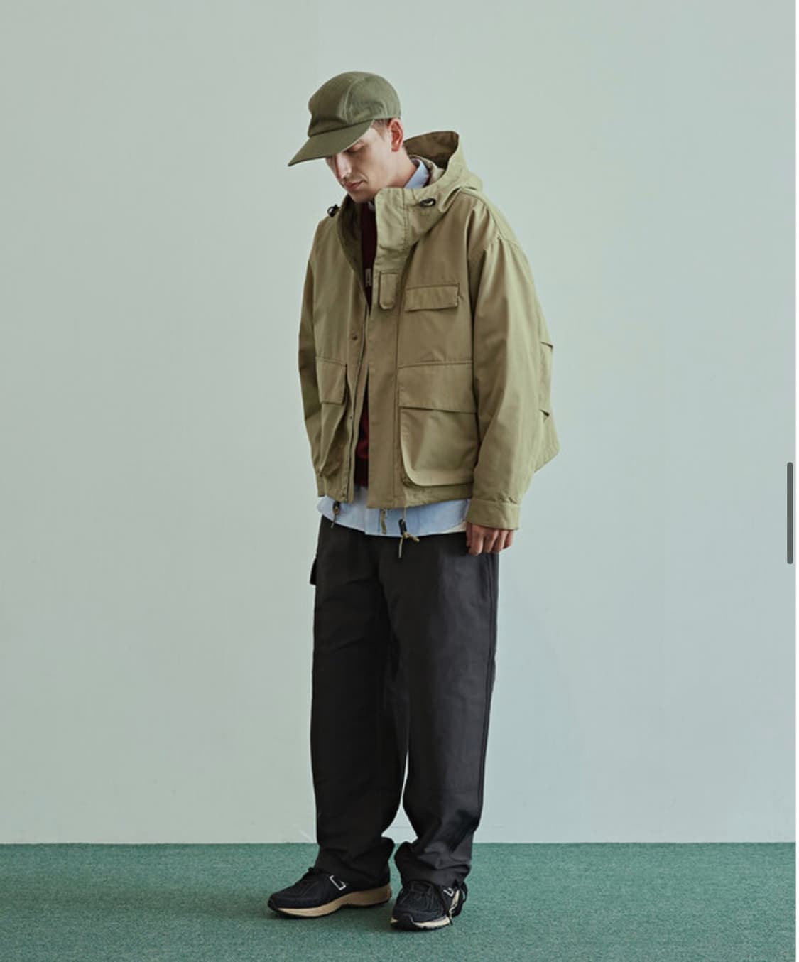 새상품(XL)유니폼브릿지 후드 숏 파카 카키올리브 상품이미지3