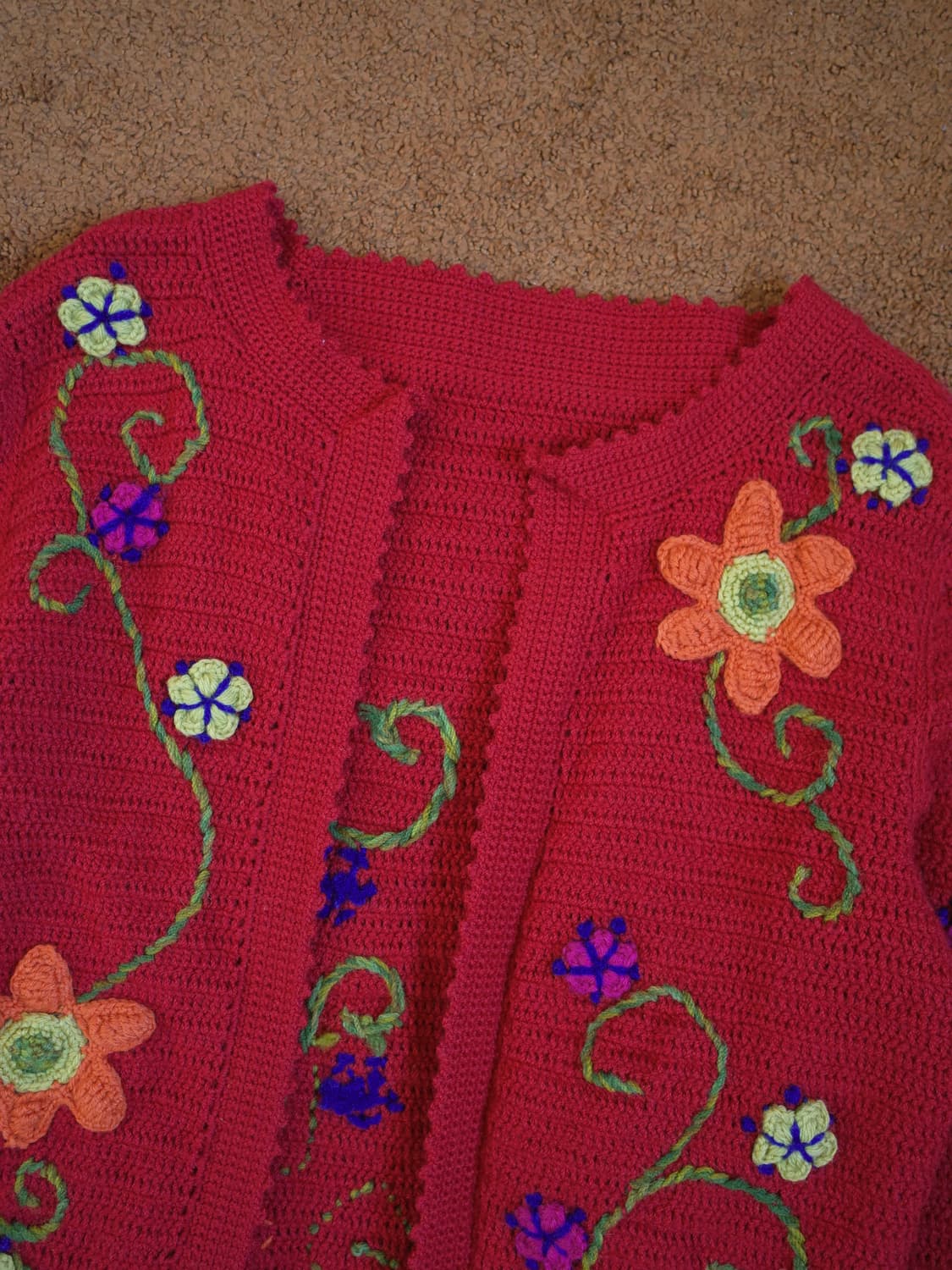 핸드메이드 플라워 패턴 니트 가디건 상품이미지2