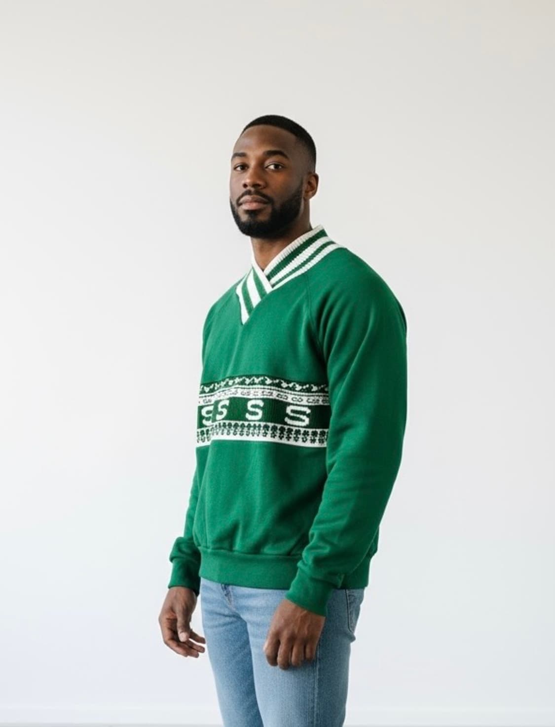 80s 빈티지 니트 카라 스웻셔츠 Made in USA 상품이미지1