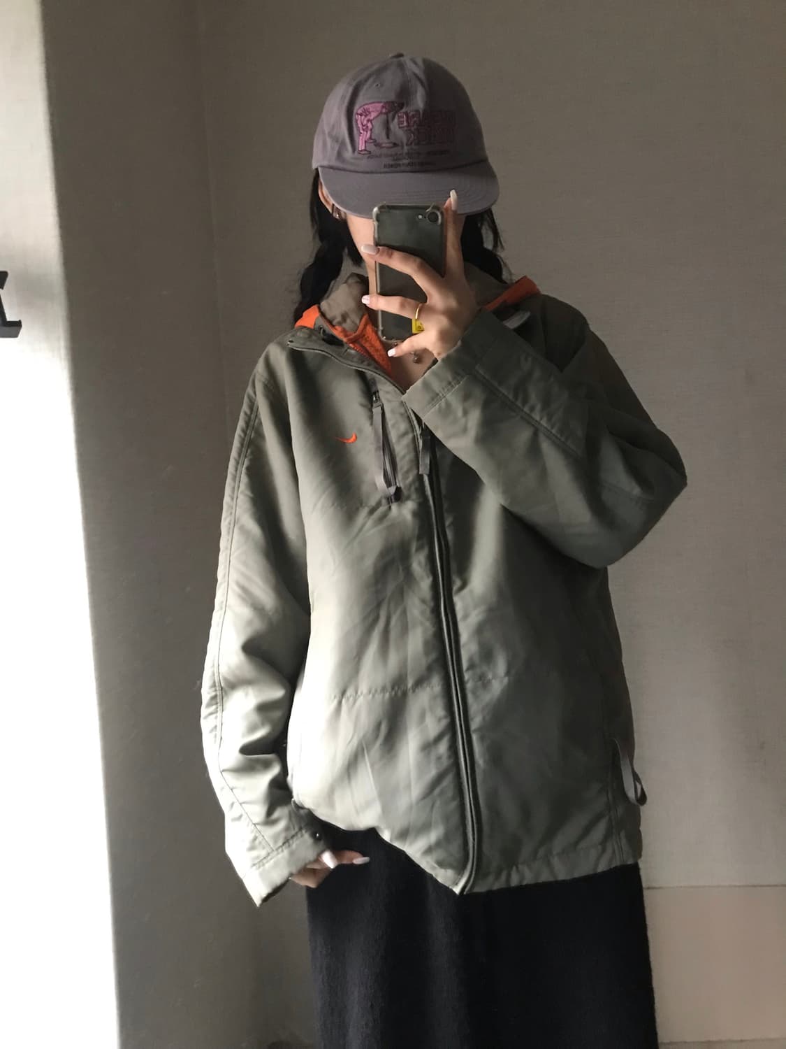 나이키 00s 카키 패딩 자켓 상품이미지3