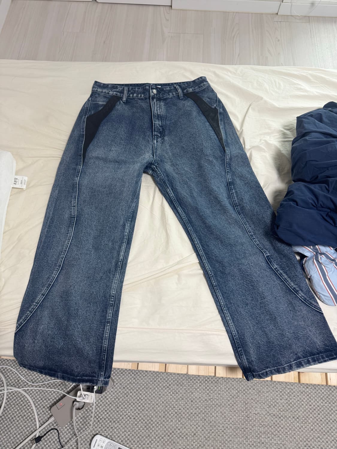 [L] 엑스톤즈  믹스 커브드 데님 팬츠 (BLUE) 새상품 상품이미지6