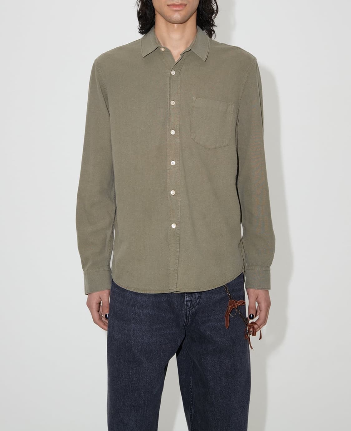 (정품/새상품)  아워레가시 남성 카키 실크 클래식 셔츠 상품이미지9