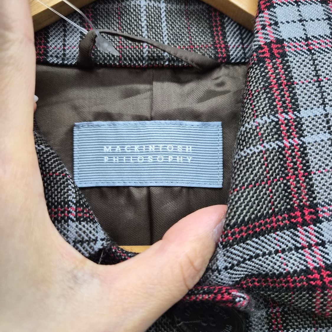 매킨토시 체크 롱 코트 브라운 여성 L 상품이미지4