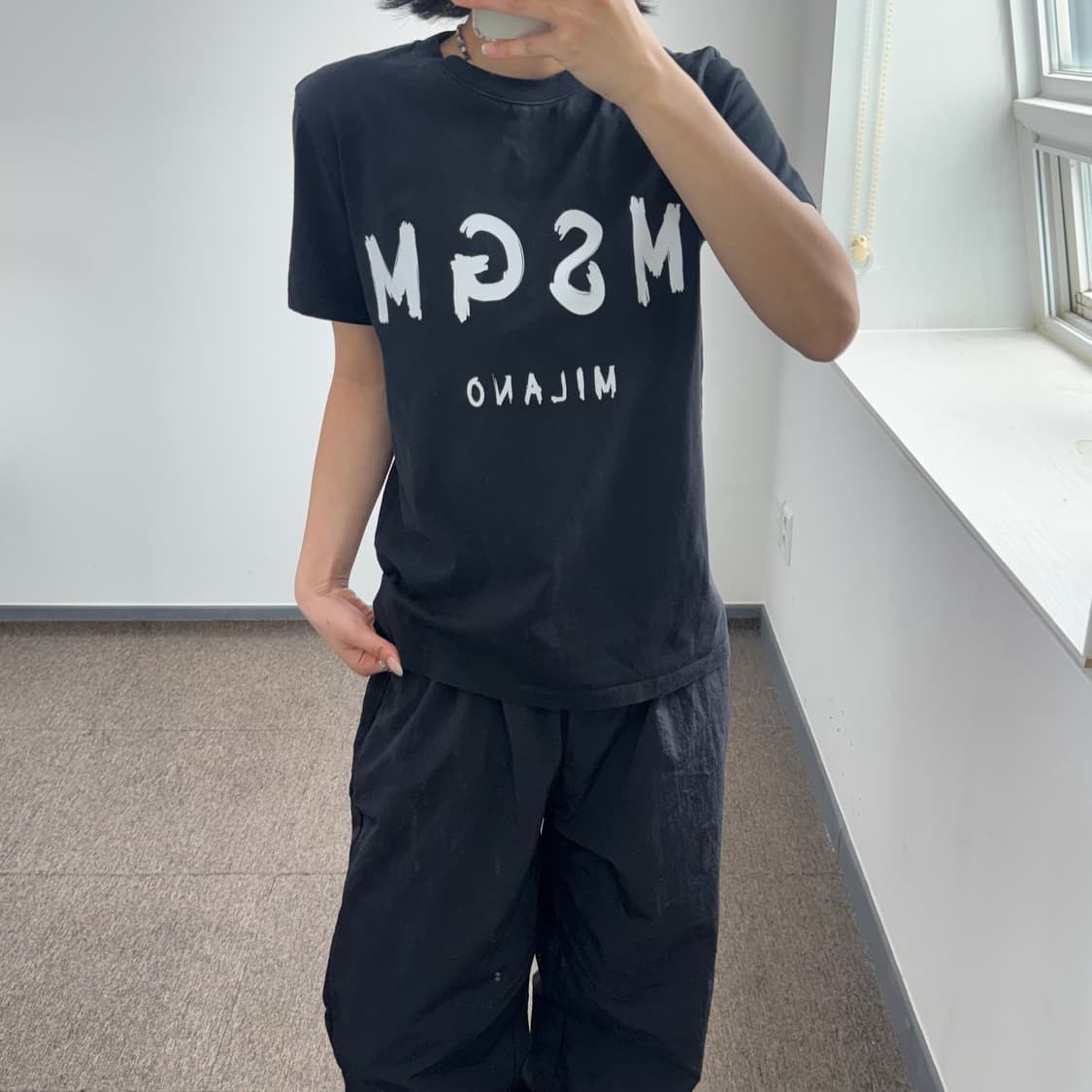 MSGM 로고 블랙 반팔 상품이미지1