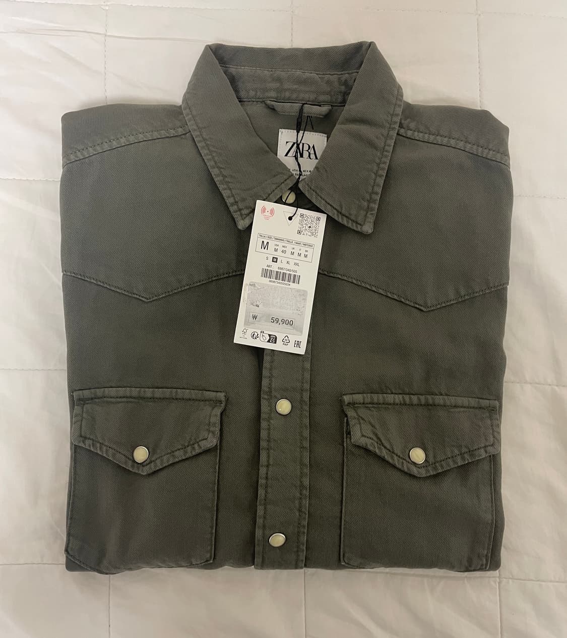 ZARA 자라 데님 셔츠 자켓 카키 상품이미지2