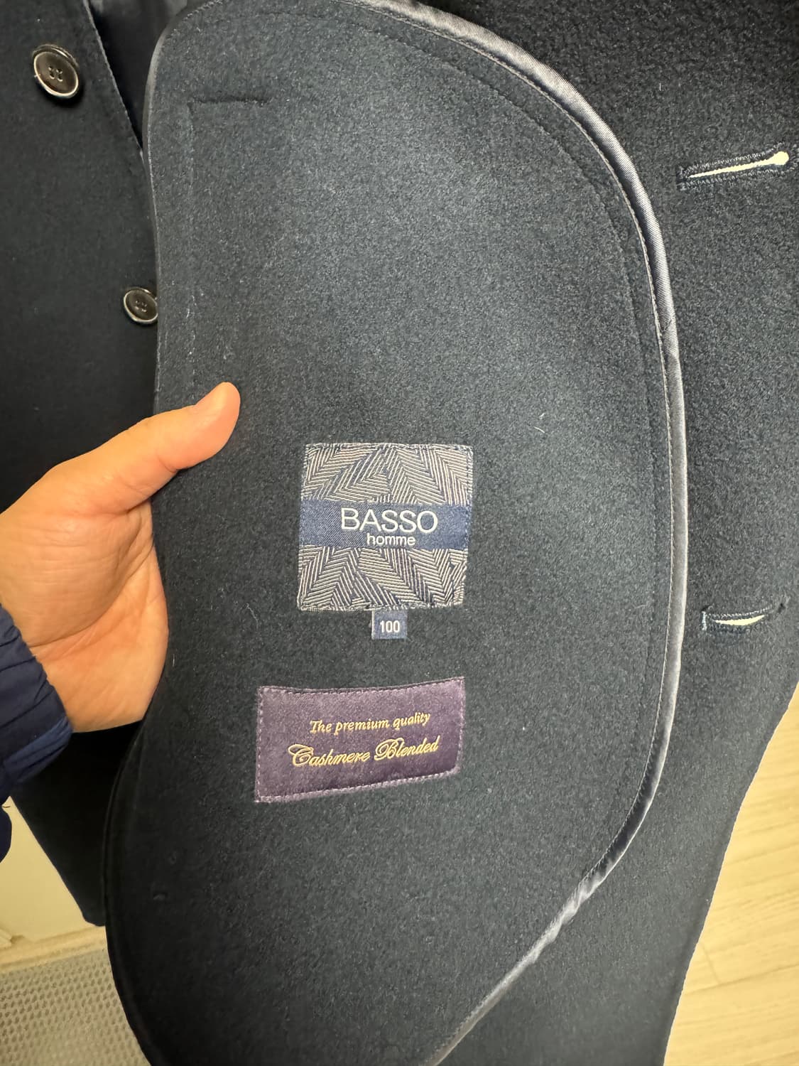 바쏘옴므 핸드메이드 코트 네이비 상품이미지3