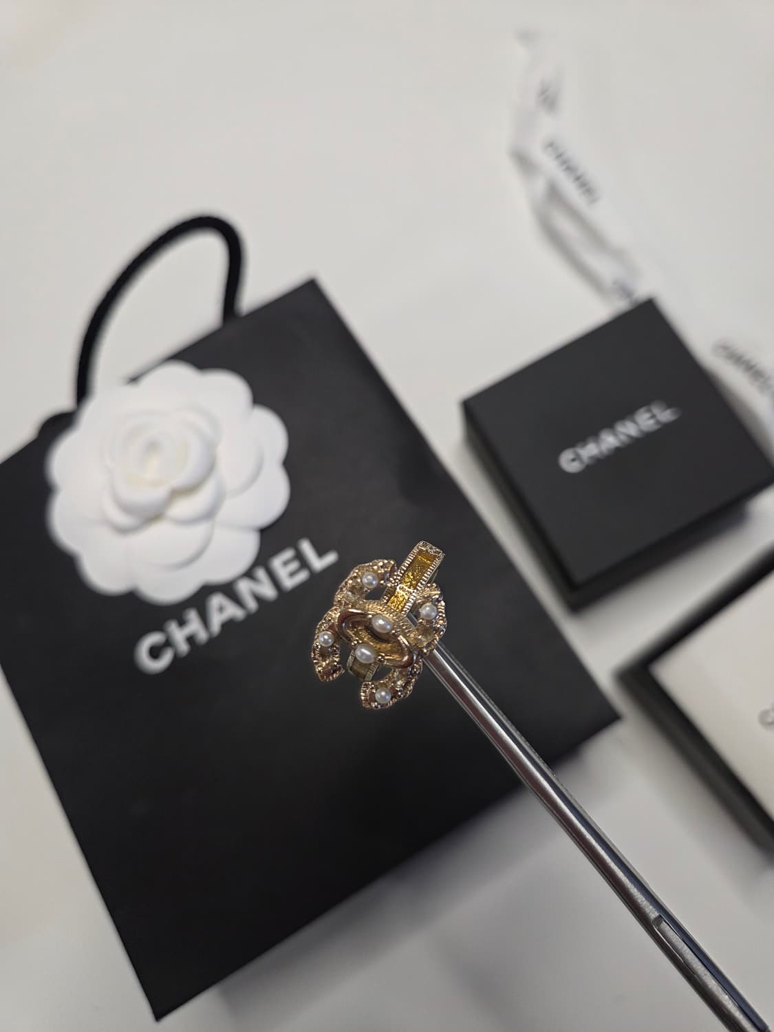 샤넬 CC로고 진주 반지 상품이미지4