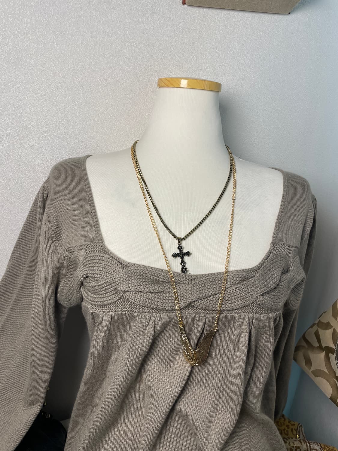 빈티지 베이비돌핏 꽈배기 니트 상품이미지3