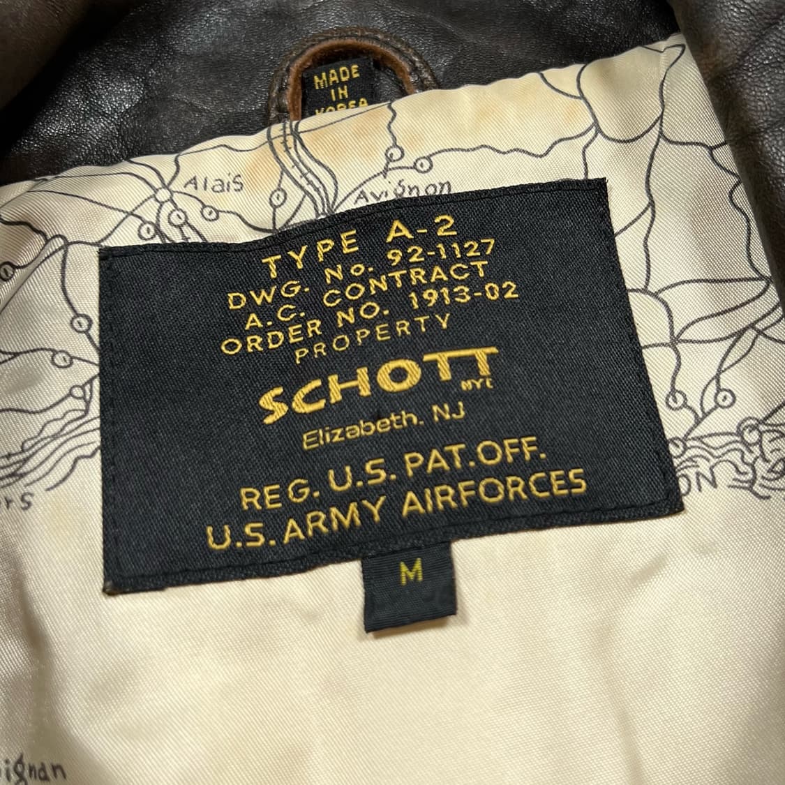 90's Schott 쇼트 A-2 레더 자켓 상품이미지6