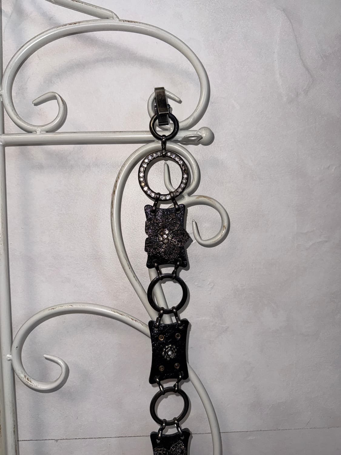 Black flower charm cubic chain belt 상품이미지4
