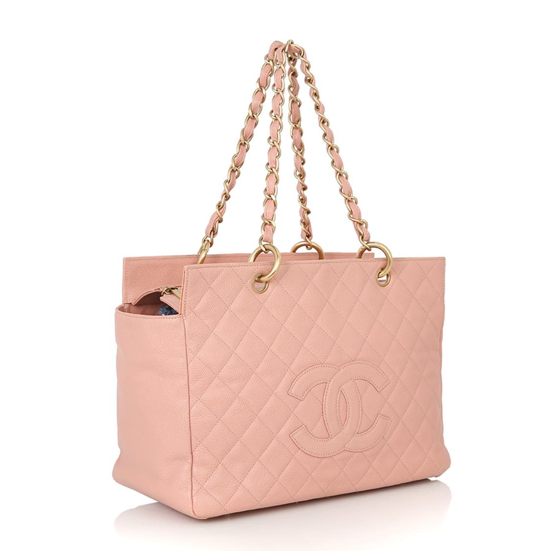 샤넬 클래식 핑크 캐비어 정방토트 체인백 빈티지 샤핑백 라지 상품이미지3