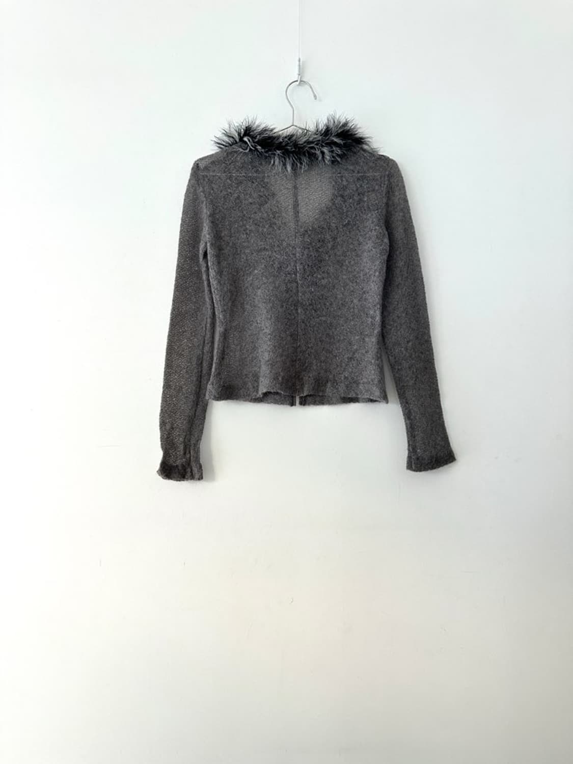 SCOT CLUB fur button knit / grey 상품이미지3