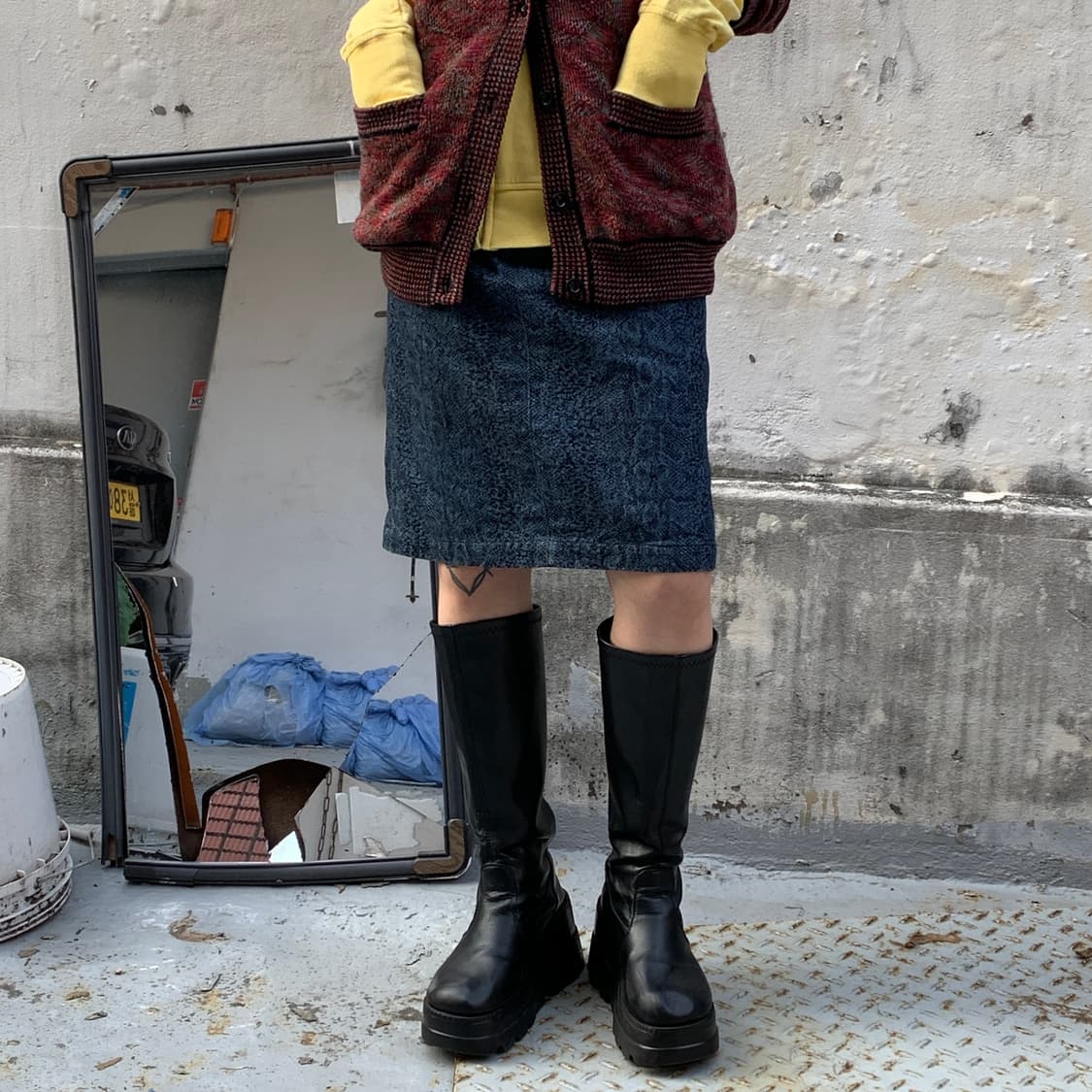 히스테릭 글래머 데님 스네이크 스킨 스커트 상품이미지6