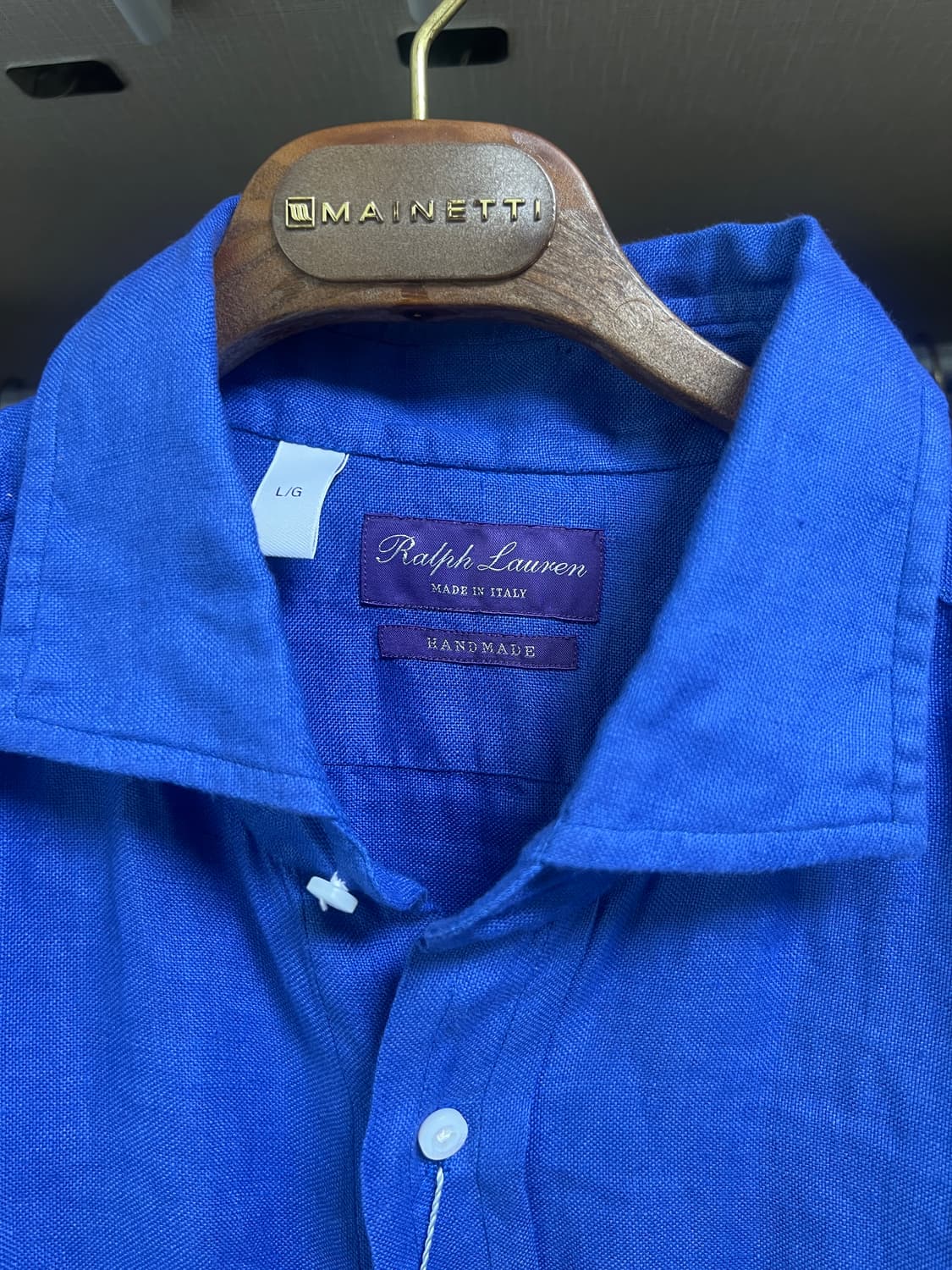 랄프로렌 퍼플라벨 린넨 셔츠 L 핸드메이드 새제품 상품이미지2
