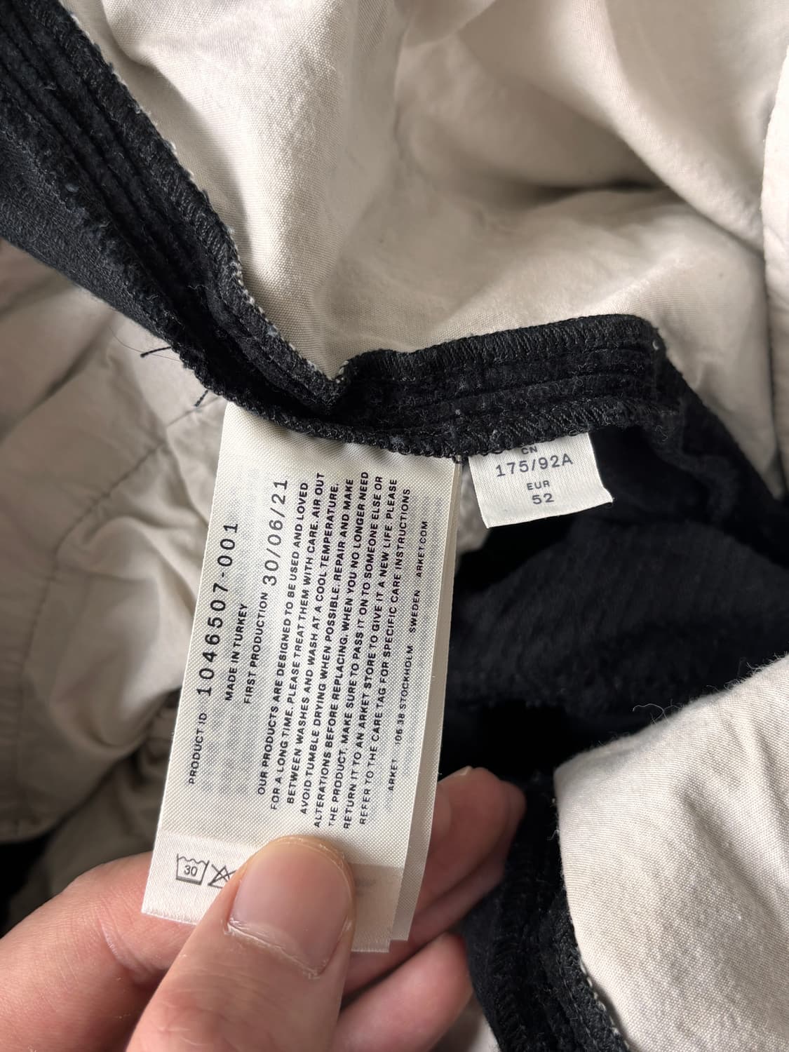 ARKET 코듀로이 팬츠 블랙 52 상품이미지5